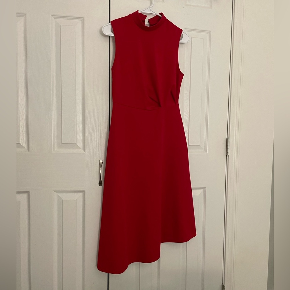 Red asymmetrical dress